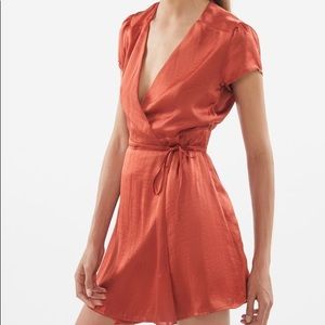 Satin Wrap Dress in Copper